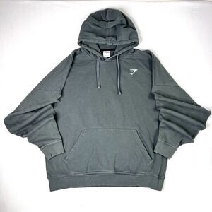 Gymshark Men's Gray Pullover Hoodie Logo Pockets Size XL
